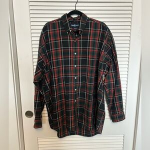 Ralph Lauren Men’s Black & Red Plaid Button-Down Shirt BLAKE 100% cotton